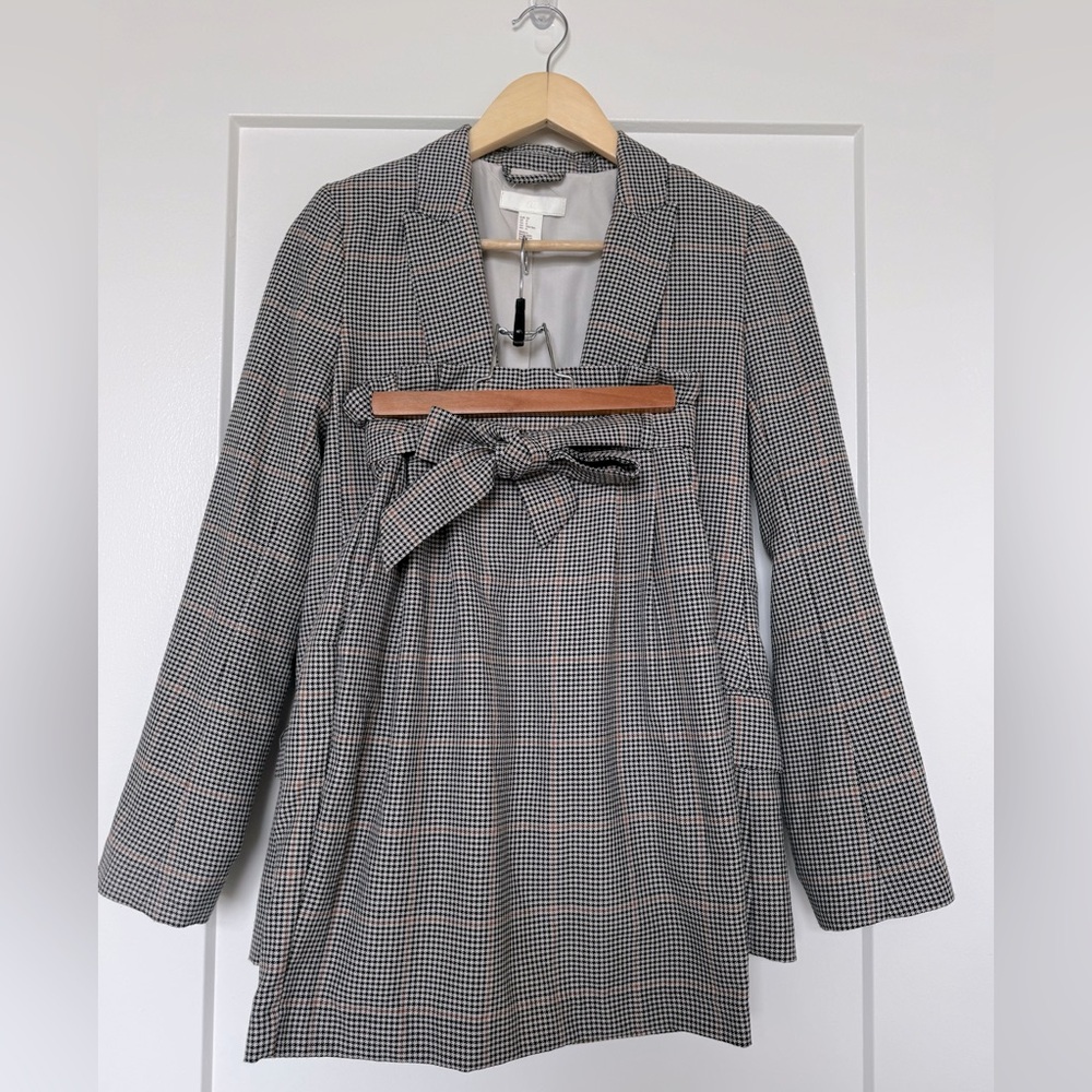 **H&M SUIT BUNDLE** Houndstooth Blazer and Paperbag Skirt Suit Set Size 0